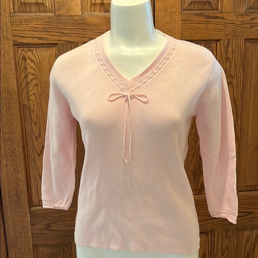 Jeanne Pierre feminine pink cotton sweater S